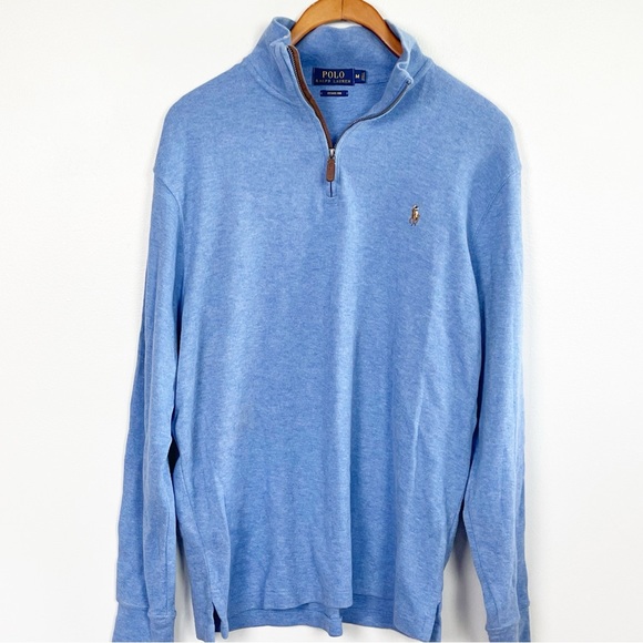 Polo Ralph Lauren Quarter Zip Sweater Estate Rib Blue Size M - Picture 2 of 7